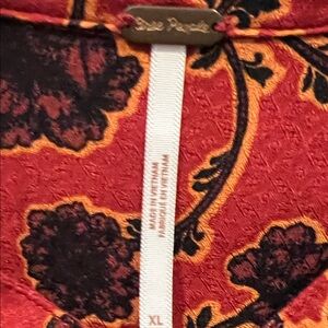 Free People Red and Black Floral Blouse